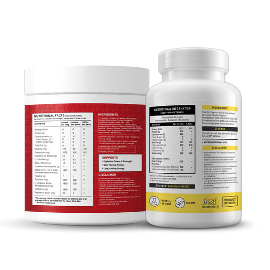 Dynamite Pre-workout (15 Servings, Fruit Blast) + YouWeFit Triple Strength Fish Oil (60 Capsules) | Power & Recovery | For Men & Women