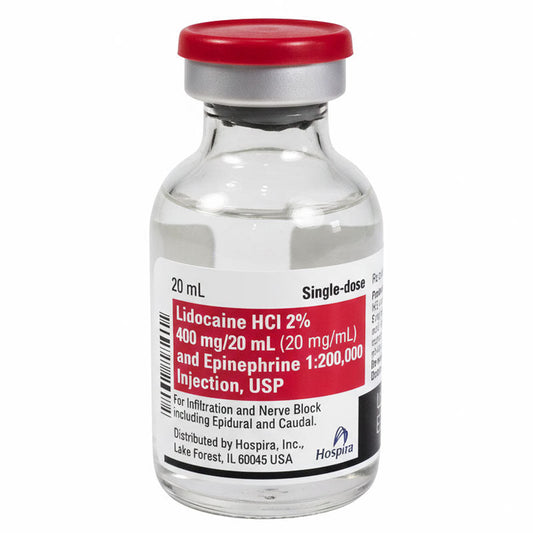 Lidocaine Hydrochloride 2% and Epinephrine 1:200,000 for Injection 20 mL, 5/Box (Rx) Exp 12/31/26