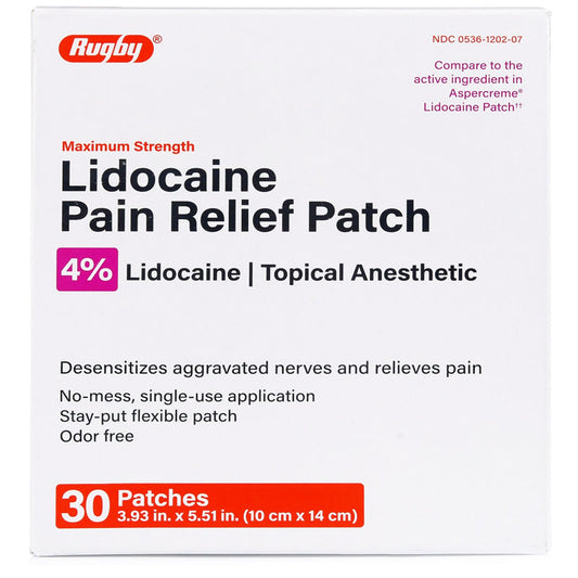 Lidocaine 4% Pain Relief Patches Topical Anesthetic Skin Adhesive Patches (30 Count)