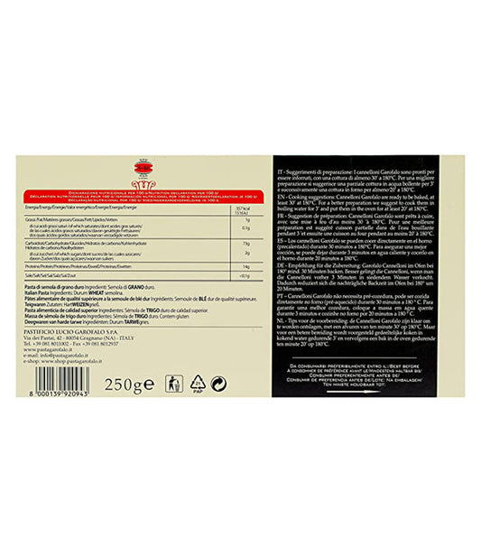 GAROFALO Cannelloni Pasta - 250 g