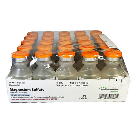 Magnesium Sulfate Injection 50% Single Use Vial 10 gram/20mL (0.5/mL) 20mL , 25/pack (Rx)