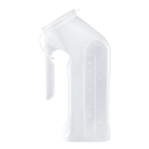 Plastic Male Urinal with Lid Cover, Translucent 1 Quart