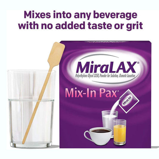 MiraLAX Mix-In Pax Laxative Powder, 10 Single Dose Packets, Unflavored