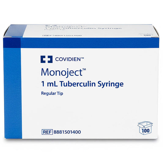 Monoject 1 cc Tuberculin Syringes, Regular Luer Slip Tip without Safety 100/Box