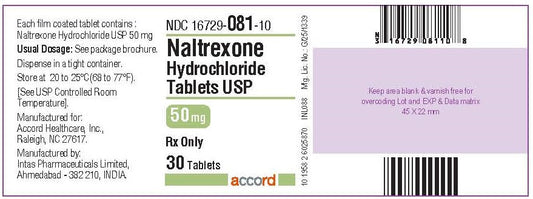 Naltrexone Hydrochloride 50 mg Film-Coated Tablets 30 Count (RX)