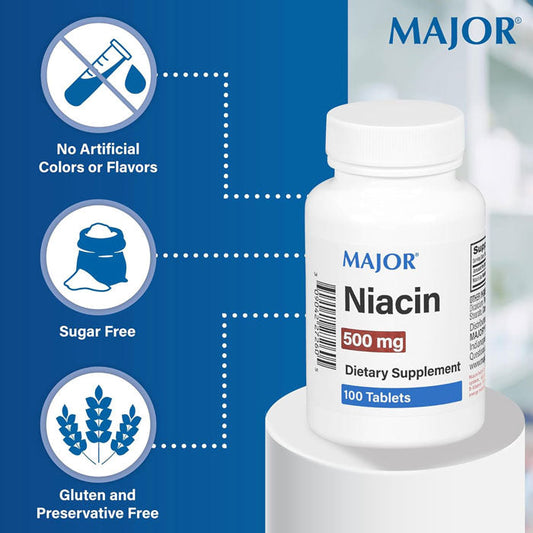Niacin 500mg B Vitamin (Niacin Acid) Dietary Supplement 100 Tablets