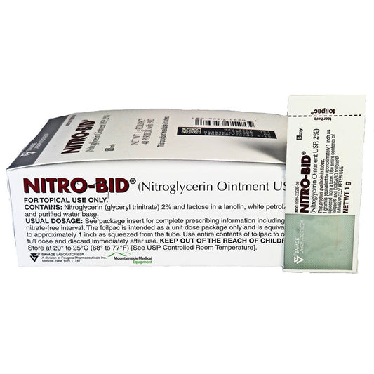 Nitro-Bid Nitroglycerin Ointment 2% Foil Packets 1 gram Size, 48/Box (Rx)