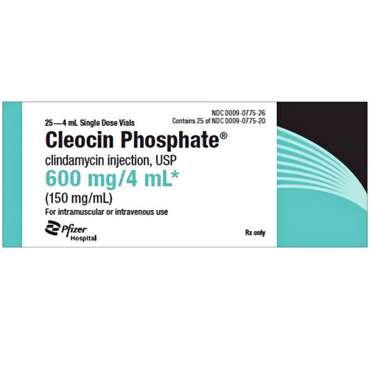 Cleocin Injection Clindamycin Antibiotic 150 mg/mL Vial 4 mL x 25/Box (RX)