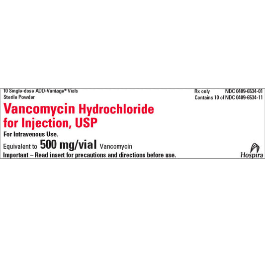 Vancomycin Hydrochloride Injection 500 mL Single-dose ADD-Vantage Vials, 10/Box