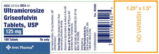 Griseofulvin Ultramicrosize Tablets 125 mg by Avet Pharma 100 Count (RX)