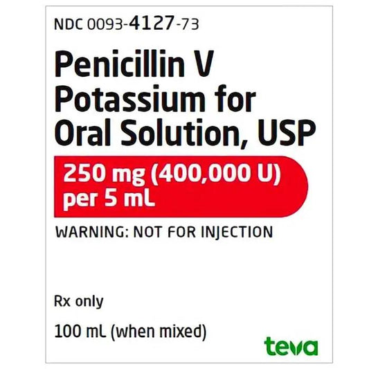 Penicillin V Potassium Oral Solution Liquid 250mg (4000,000) 100mL when Mixed
