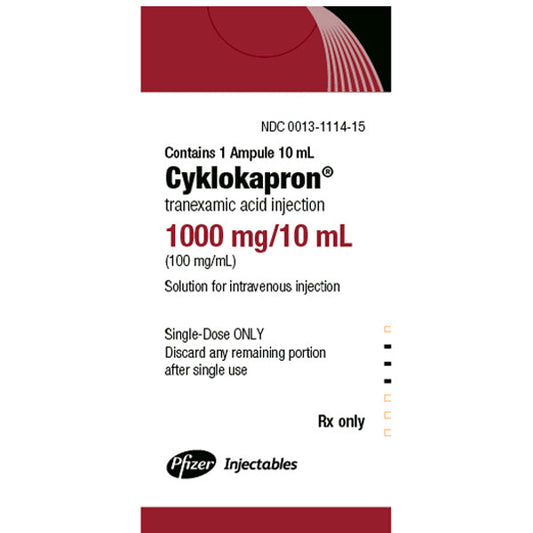 Cyklokapron Tranexamic Acid (TXA) Ampule Injection 1,000 mg/10 mL Vial 10 mL by Pfizer (Rx)