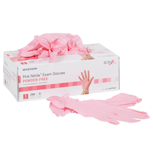 Pink Nitrile Exam Gloves with Textured Fingertips, Powder-Free 230/Box