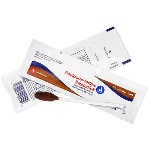 Povidone Iodine Swabsticks, Individual Packets 50/Box