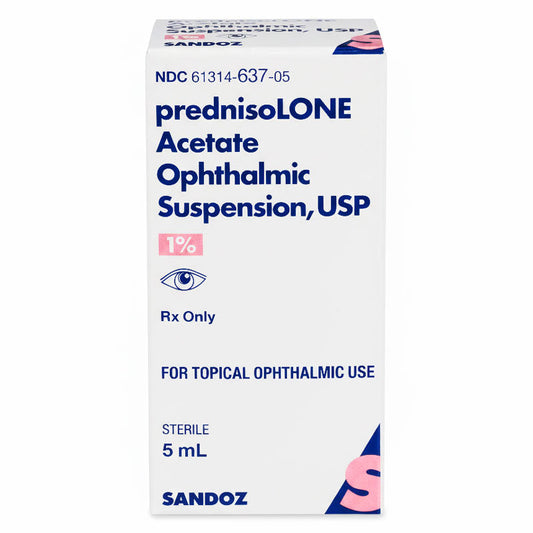 Prednisolone Acetate 1% Eye Drops Ophthalmic Solution 5 mL, Sterile (RX)