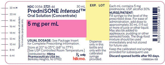Prednisone Intensol Oral Solution (Concentrate) Steroid Medication 5mg/mL Bottle 30mL (RX)