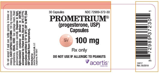 Prometrium Progesterone 100 mg Capsules 100 Count (RX)