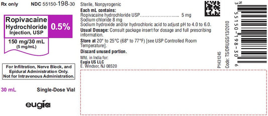 Ropivacaine HCL for Injection 0.5% 2mg/mL Single-Dose Vial 30 mL x 25/Box (Rx)
