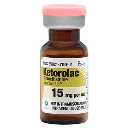 Ketorolac Tromethamine Injection 15 mg Per 2 mL Vials x 25 Pack (Rx)