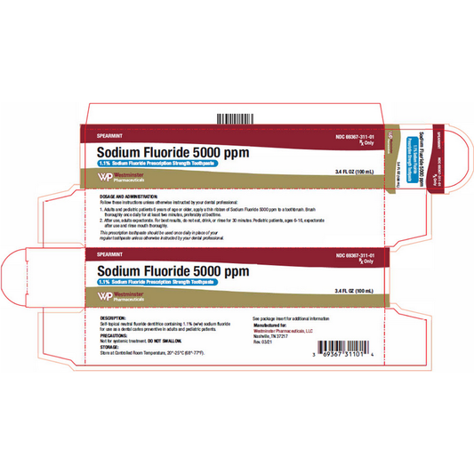 Sodium Fluoride 5000 Plus 1.1% Toothpaste, 51 gram Spearmint Tube (Rx)