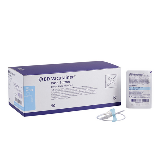 BD 367324 Vacutainer Push Button Blood Collection Sets 23 Gauge x 3/4" with 12" Tubing, 50/box