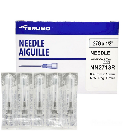 Terumo Hypodermic Needles 27g x 1/2" Gray Conventional Needles 100/Box