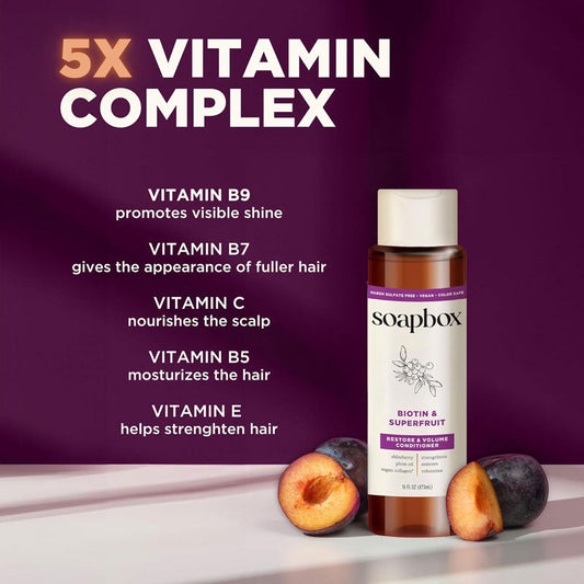 SoapBox Biotin & Superfruit Blend Strengthening Shampoo, 3.3 Fl oz