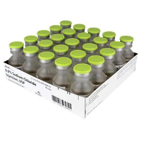 Sodium Chloride 0.9% For Injection 20 mL Vials 25/tray (Rx) Expiration : 10/31/26