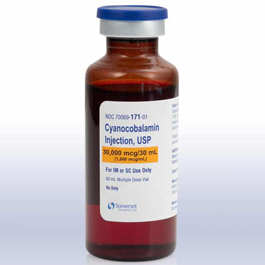 Cyanocobalamin Injection 30,000 mcg Multiple-Dose Vials 30 mL x 10/Box (Rx)