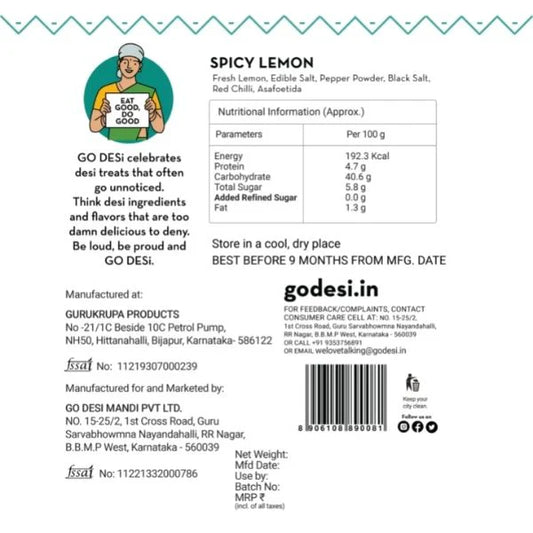 Spicy Lemon Bytes | Sun-dried Lemon Snack | 100% Natural | 200 gms