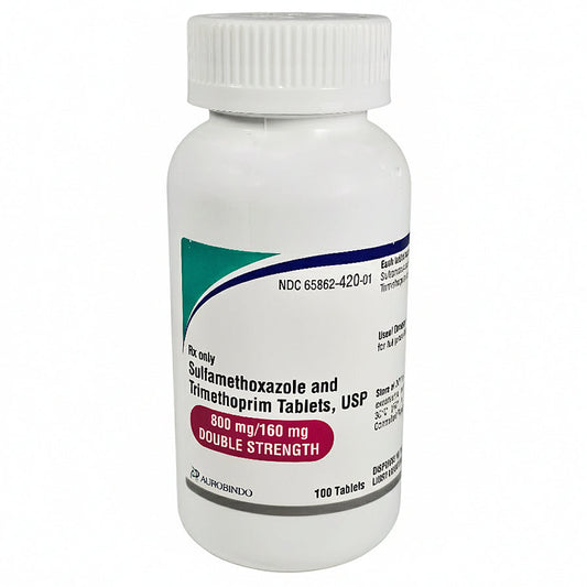 Sulfamethoxazole and Trimethoprim 800mg/160 mg Double Strength Tablets 100/Bottle (RX)