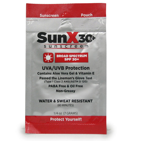SunX Sunscreen with Dispenser Box 30+ SPF Lotion Unit Dose Packets with Aloe Vera and Vitmain E 25/Box