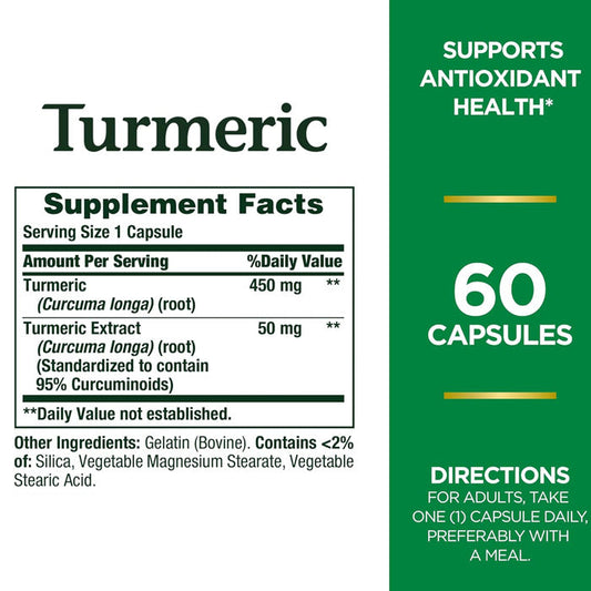 Turmeric Curcumin Longa Root Extract 450 mg for Antioxident Health, 60 Count