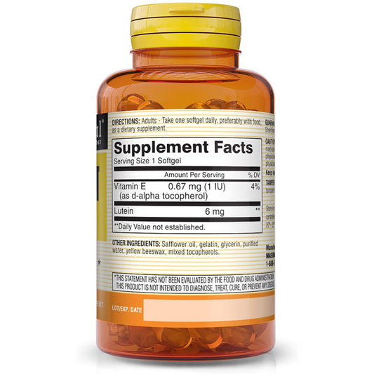 Lutein 6 mg with Vitamin E for Vision and Eye Function Health, 60 Softgels
