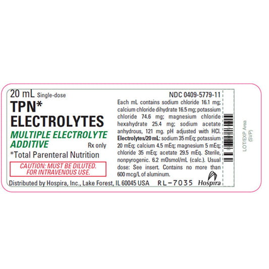 TPN Electrolytes (multiple electrolyte additive) Injection 20 mL SDV Vials x 25/Tray (RX)
