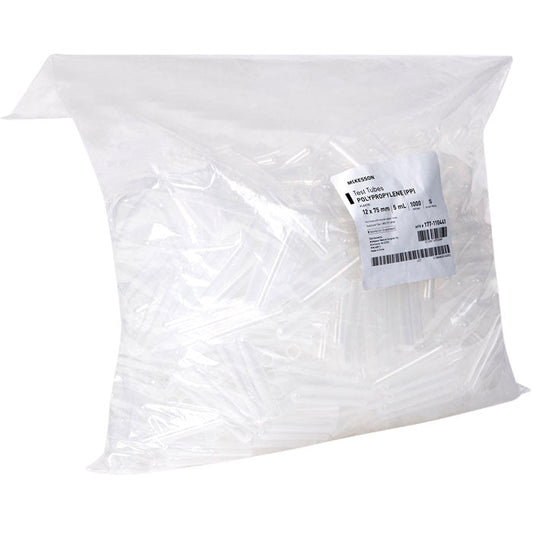 Test Tube 12 x 75 mm Plain 5 mL Without Closure Polypropylene Tubes 1000/Bag