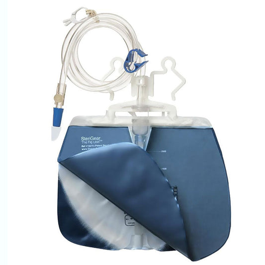 Fig Leaf Urinary Drainage Bag with Privacy Cover, Ant-Reflux, 2000 mL Capacity, Sterile