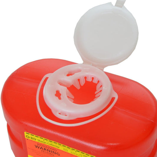 BD 3.3 Quart Sharps Collector, Red color with Funnel Top