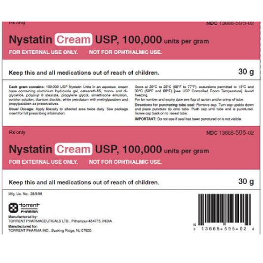 Nystatin Cream 100,000 Units by Torrent Pharmaceuticals, 30 grams (Rx)