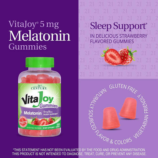 Vitajoy Melatonin 5 mg Gummies Strawberry Flavor, 120 Count