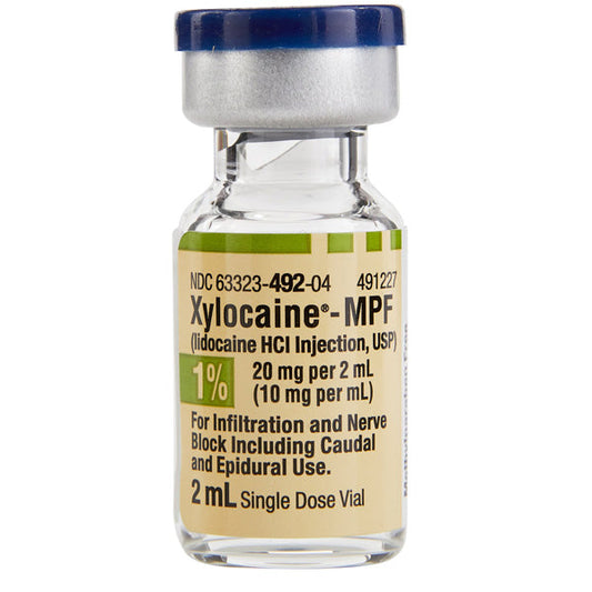 Xylocaine MPF Lidocaine HCI injection 1% Single Dose Vials 10 mg / mL Preservative Free 2mL x 25/Pack (RX)