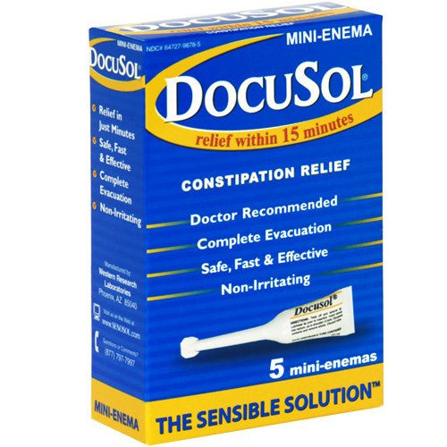 Docusol Mini Enema for Constipation Relief 5-Pack