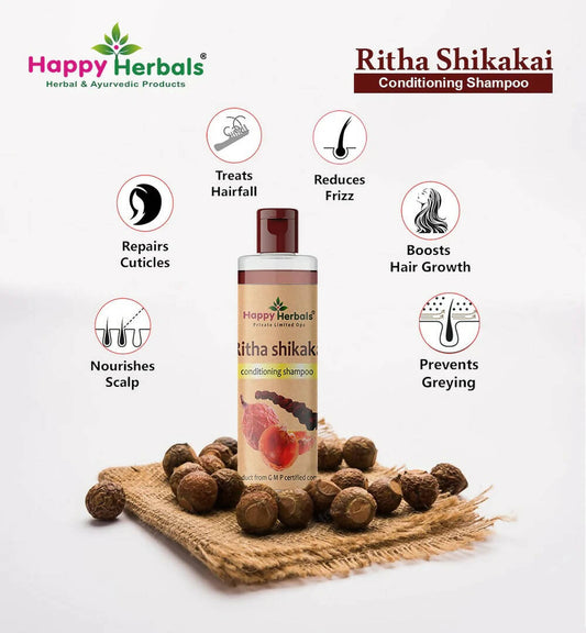 Happy Herbals Ritha Shikakai Conditioning Shampoo