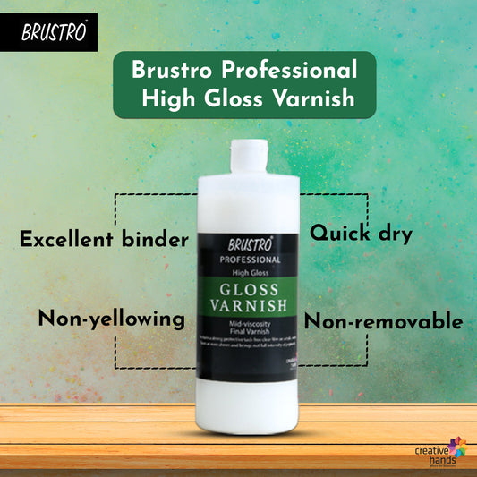 Brustro Artist's Varnish| High Gloss Finish|500ml| Apply with Brush |Perfect Coating on Acrylic Painting,Non-yellowing,Transparent,Canvas,Paper, Artwork Protection.