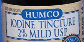 Iodine Tincture 2% USP Antiseptic 1 oz Bottle - Humco