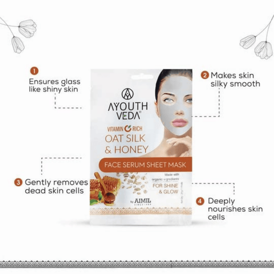 Ayouthveda Vitamin C Rich Oats Silk & Honey Face Serum Sheet Mask