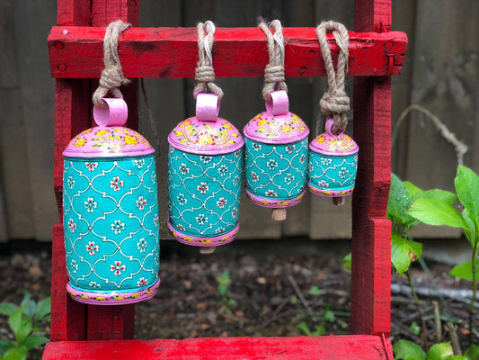 hand painted cow bells - Hanging bells set of 4