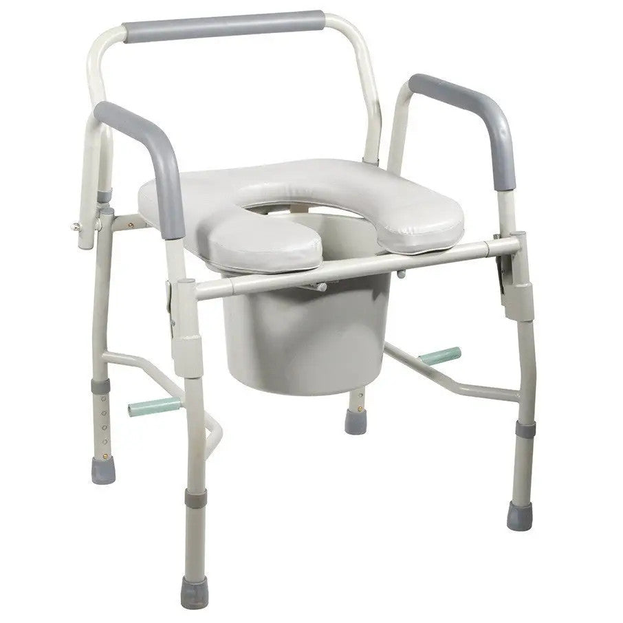 Deluxe Steel Drop Arm Commode with Padded Seat – Himkhand