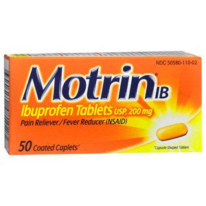 Motrin IB Ibuprofen 200 mg Coated Caplets 50 Count