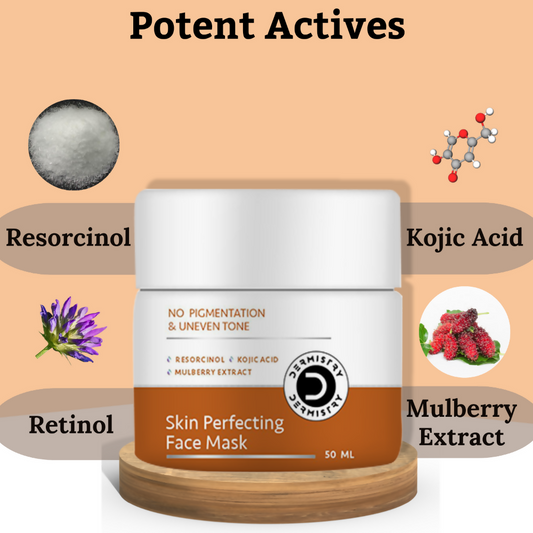Dermistry Skin Perfecting Face Mask Kojic Acid Resorcinol for Pigmentation Dark Spots Uneven Tone